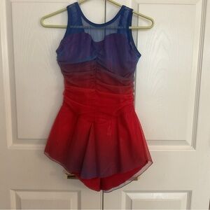 Sparkling Red Blue Figure Skating Dress Adult S Unicorn Sportswear NWOT